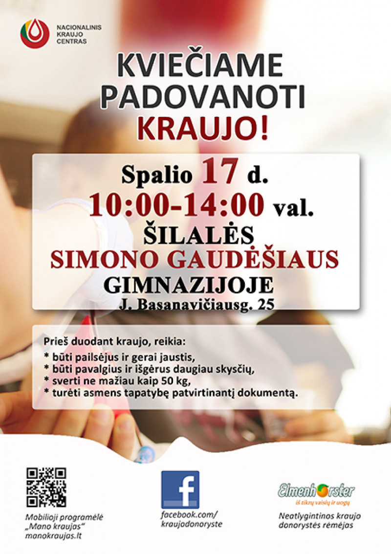 Kviečia dovanoti kraujo Šilalėje