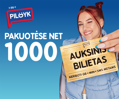 Perkant „Pildyk“ SIM kortelę – galimybė rasti vieną iš 1000 auksinių bilietų: nemokami neriboti skambučiai, SMS ir internetas