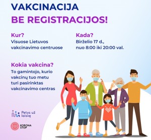 Skiepytis – be registracijos