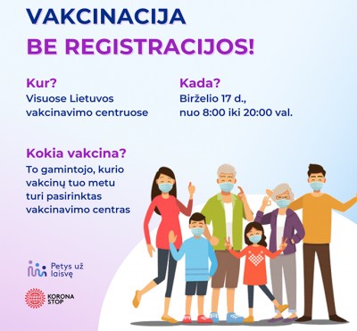 Skiepytis – be registracijos