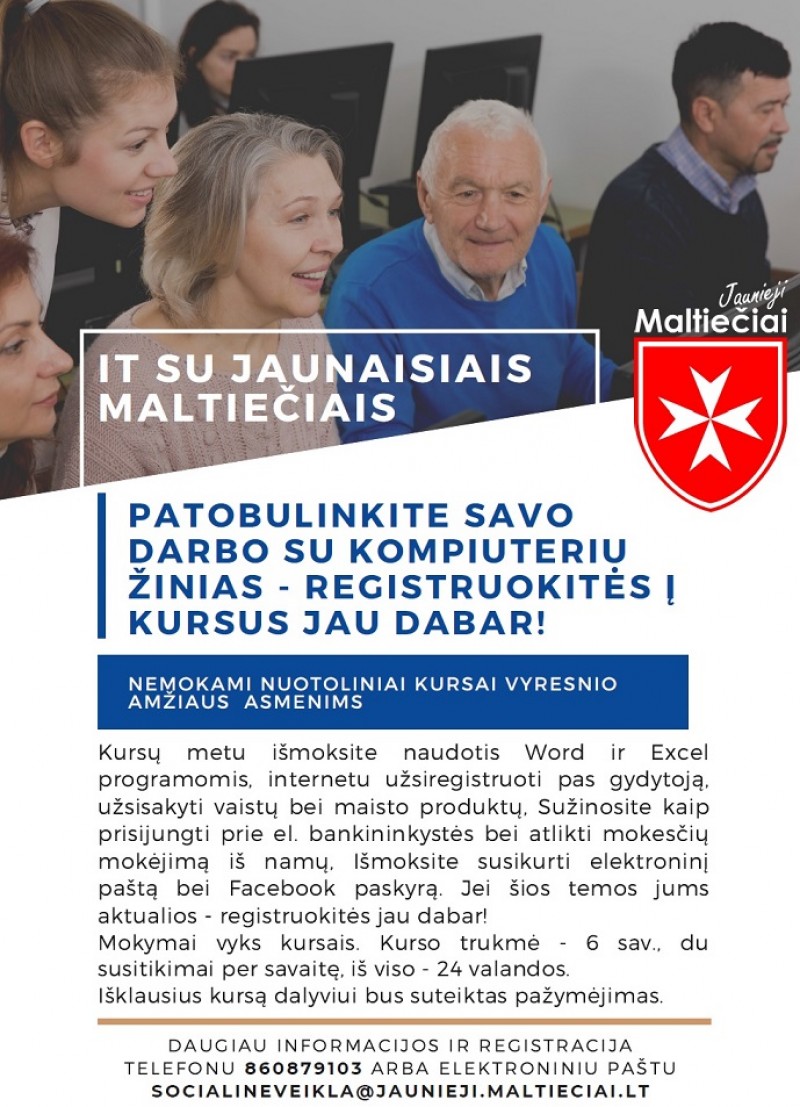 Nemokami nuotoliniai kursai vyresnio amžiaus asmenims
