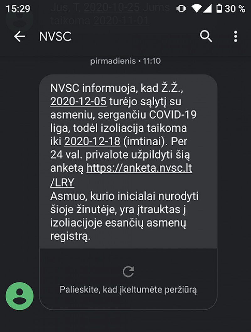 NVSC perspėja apie melagingas trumpąsias SMS žinutes