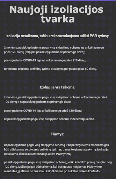 Naujoji izoliacijos tvarka