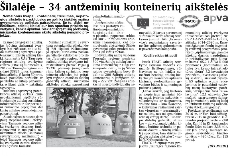 Šilalėje – 34 antžeminių konteinerių aikštelės