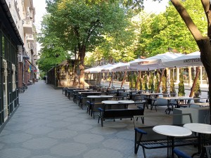 Centrinė Odesos Deribasovska gatvė ištuštėjusi