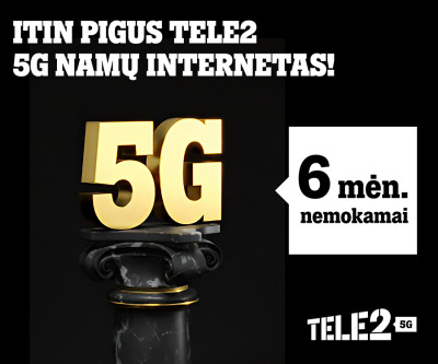 Šią vasarą mėgaukitės pigiais „Tele2“ 5G namų interneto pasiūlymais: pirmi 6 mėnesiai – nemokami!