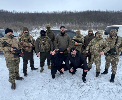 L. Gamsachurdija su bičiuliais fronte 