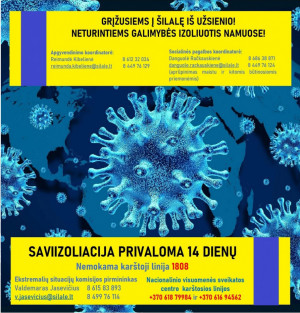 Svarbi informacija grįžusiems iš užsienio valstybių į Šilalės rajoną