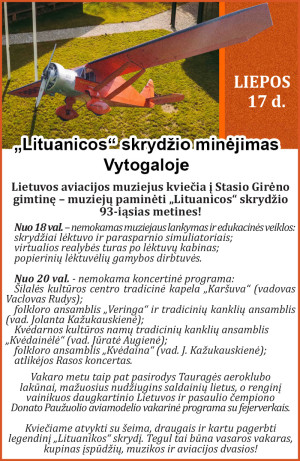 &bdquo;Lituanikos&ldquo; skrydžio minėjimas Vytogaloje